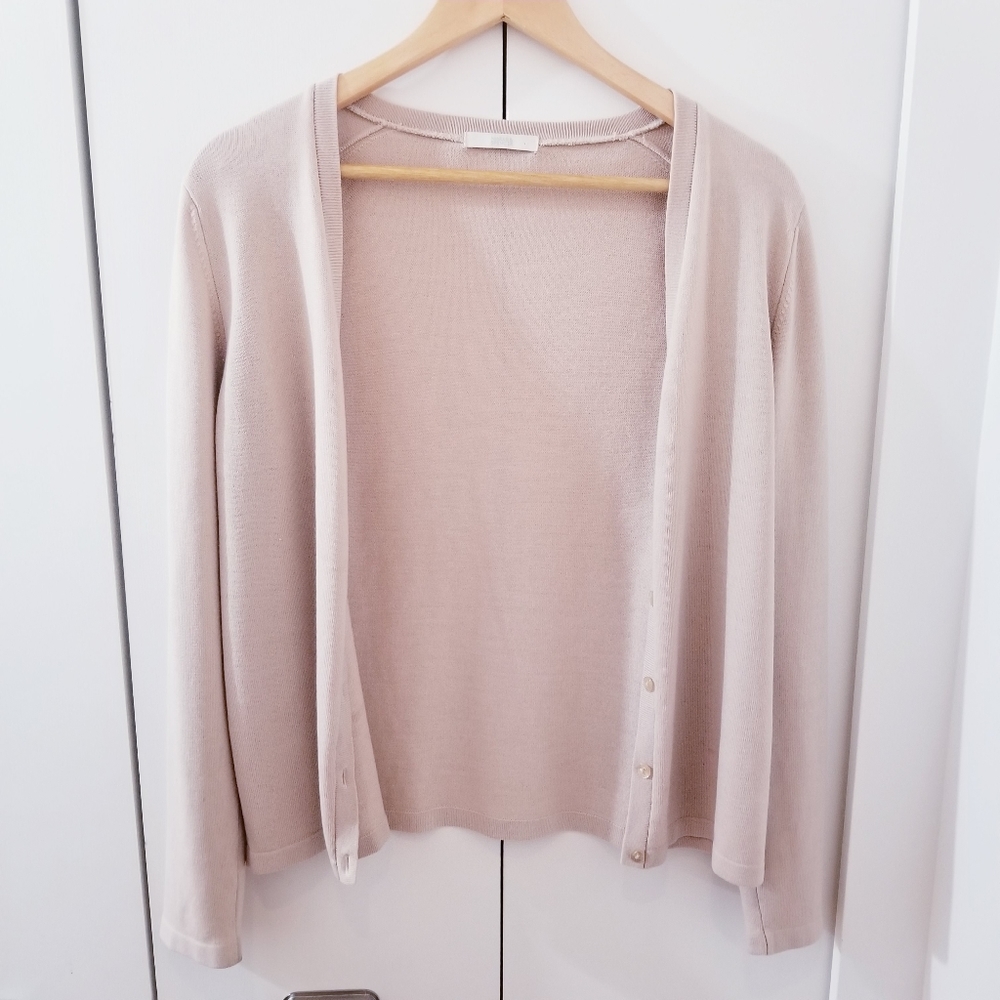 Mark's & Spencer | Tan Cream Cardigan Sweater Opal Like Buttons Plus Curve